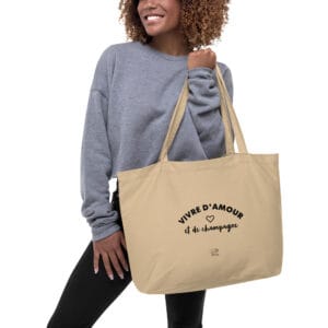 Grand tote bag "Vivre d'amour et de Champagne"