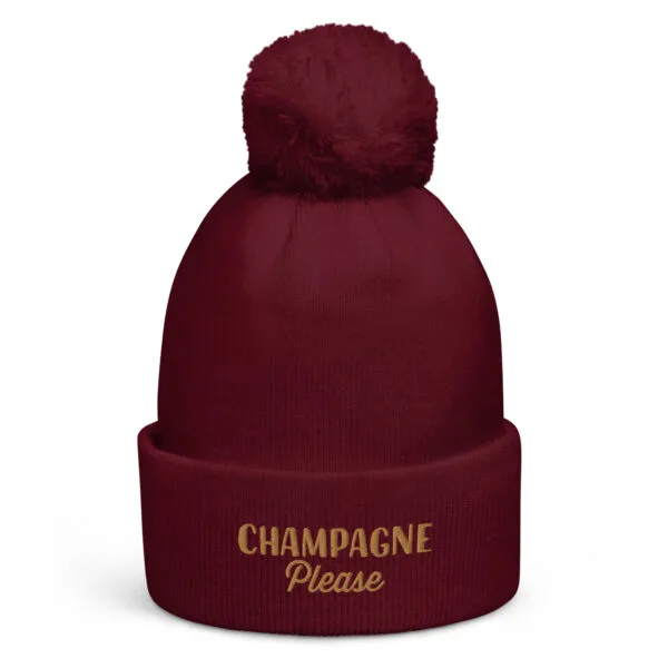Bonnet à pompon "Champagne please" – Image 2